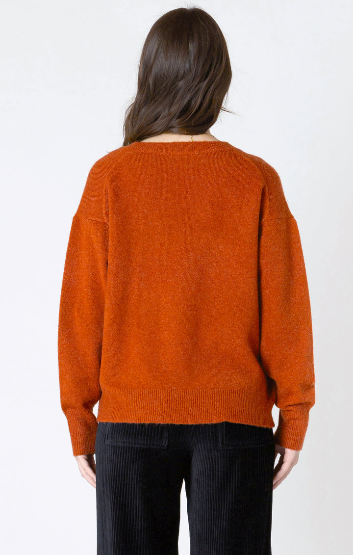 Long Sleeve Soft Knit Sweater - Burnt Orange