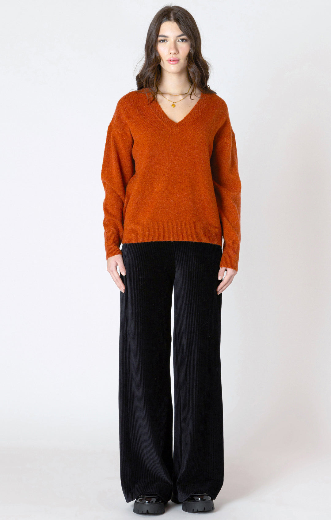 Long Sleeve Soft Knit Sweater - Burnt Orange