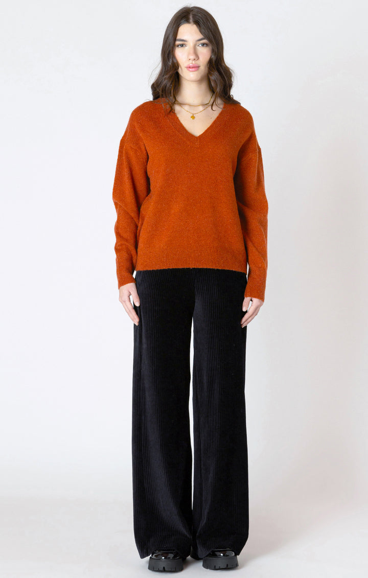 Long Sleeve Soft Knit Sweater - Burnt Orange