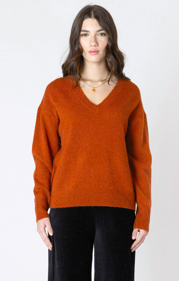 Long Sleeve Soft Knit Sweater - Burnt Orange