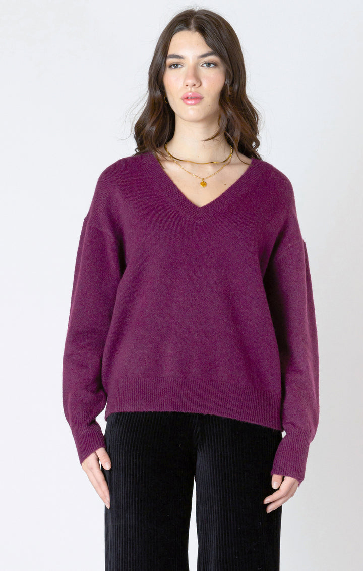 Long Sleeve Soft Knit Sweater - Plum