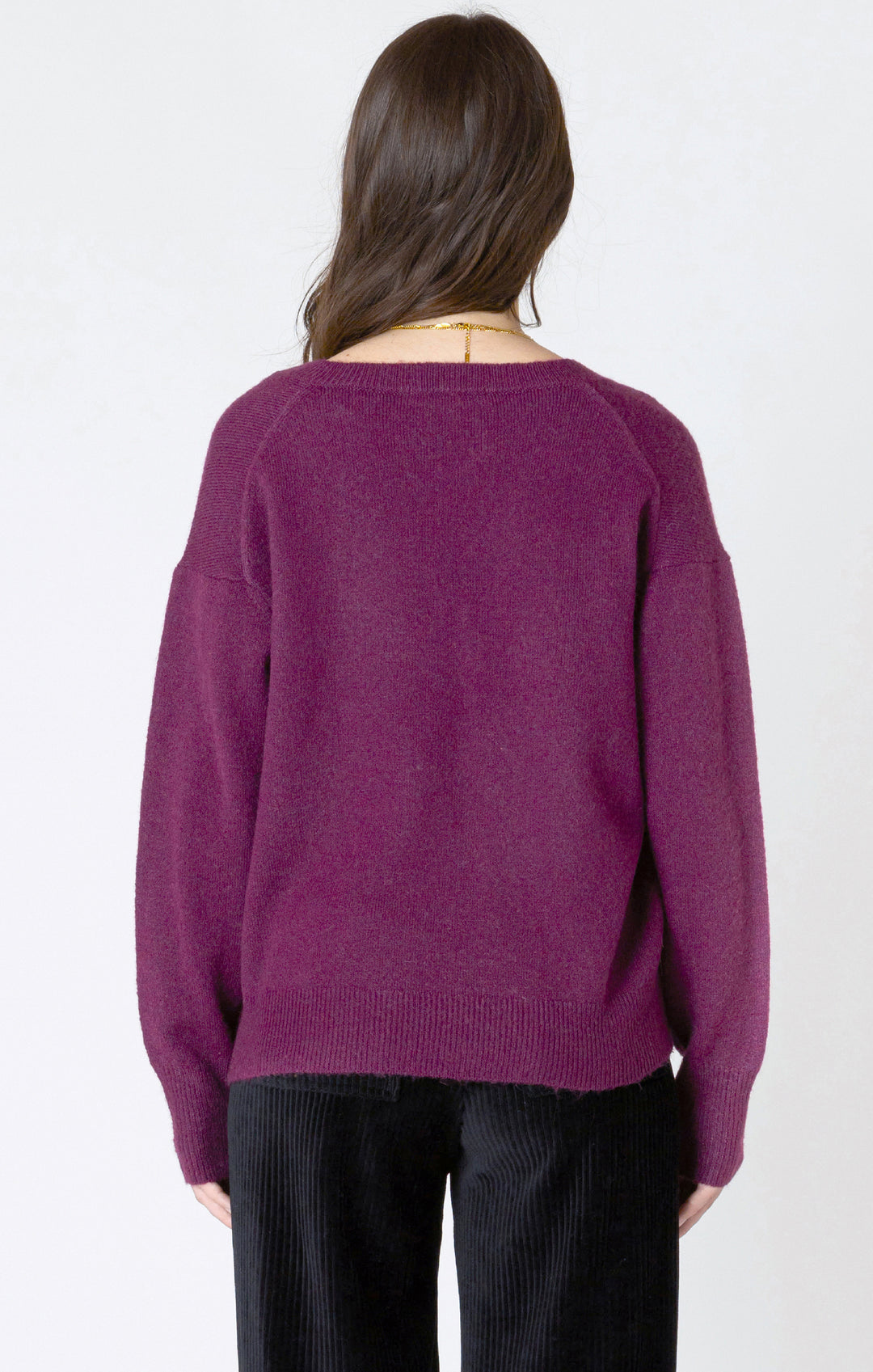Long Sleeve Soft Knit Sweater - Plum