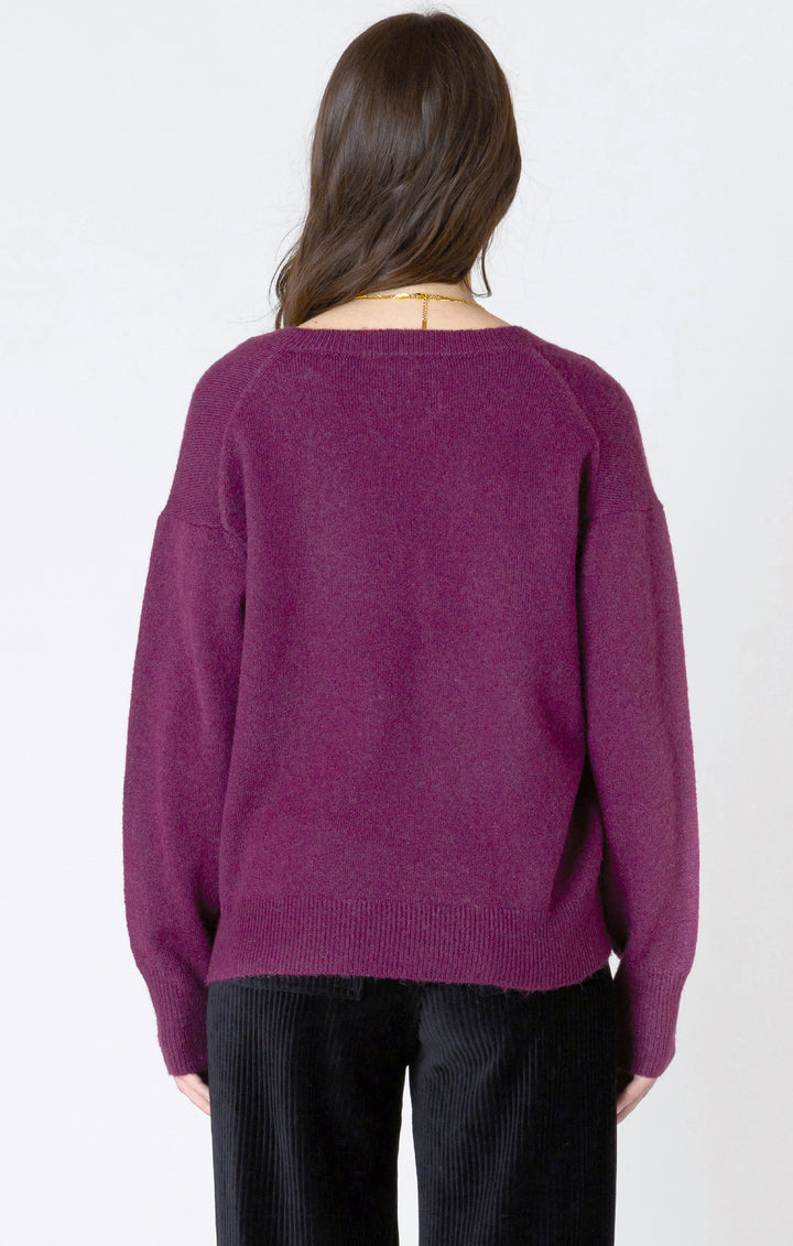Long Sleeve Soft Knit Sweater - Plum