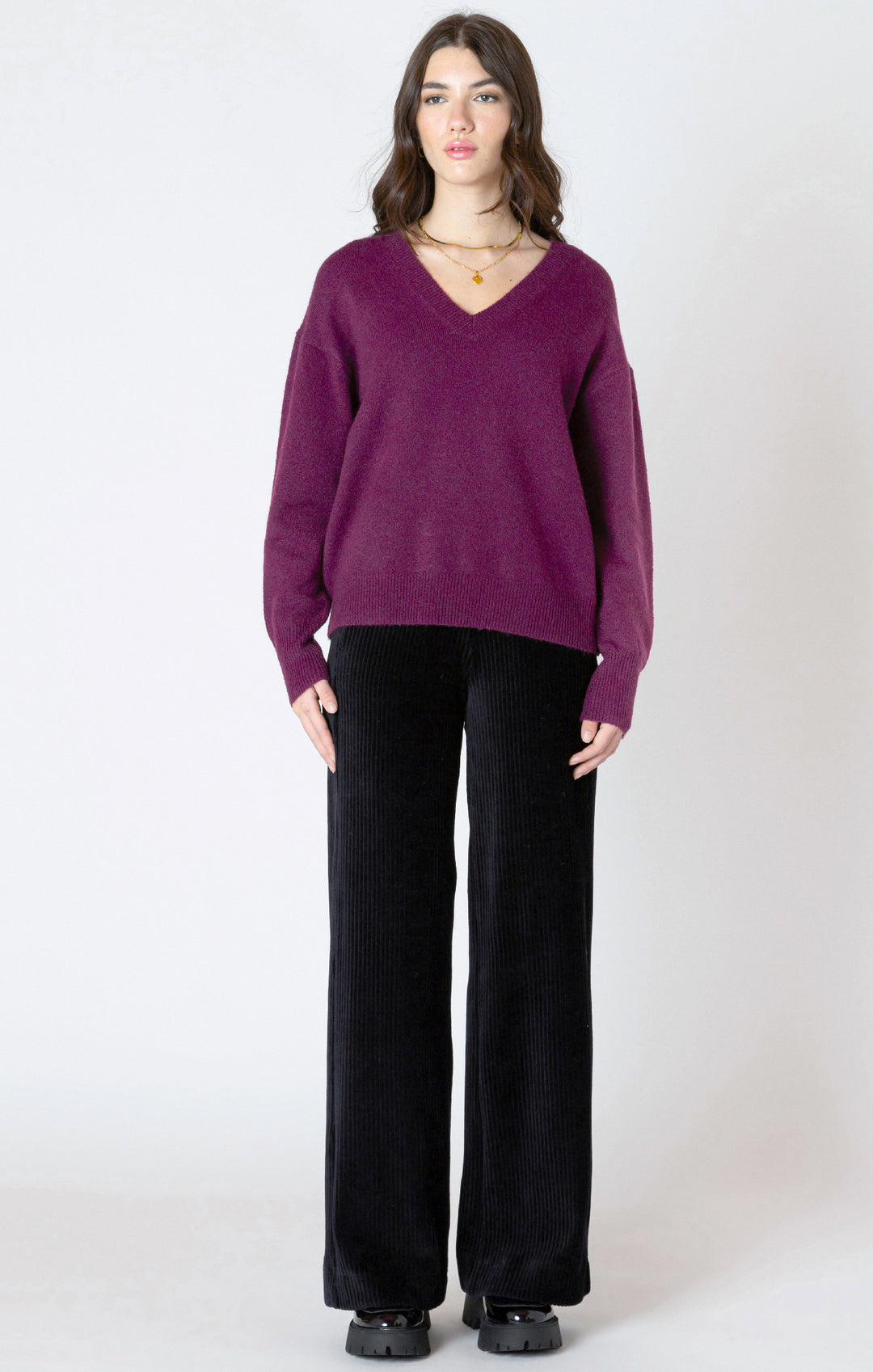 Long Sleeve Soft Knit Sweater - Plum