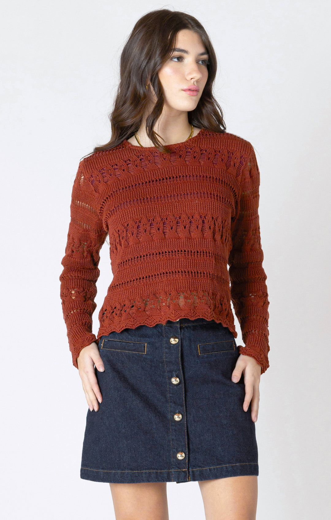 Dex Scallop Hem Crochet Top