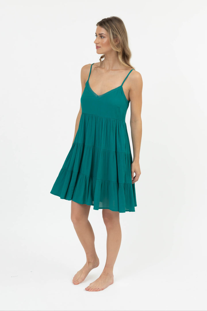 Miami Mini Tiered Dress - Teal