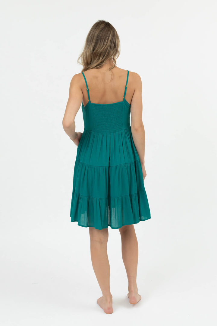 Miami Mini Tiered Dress - Teal