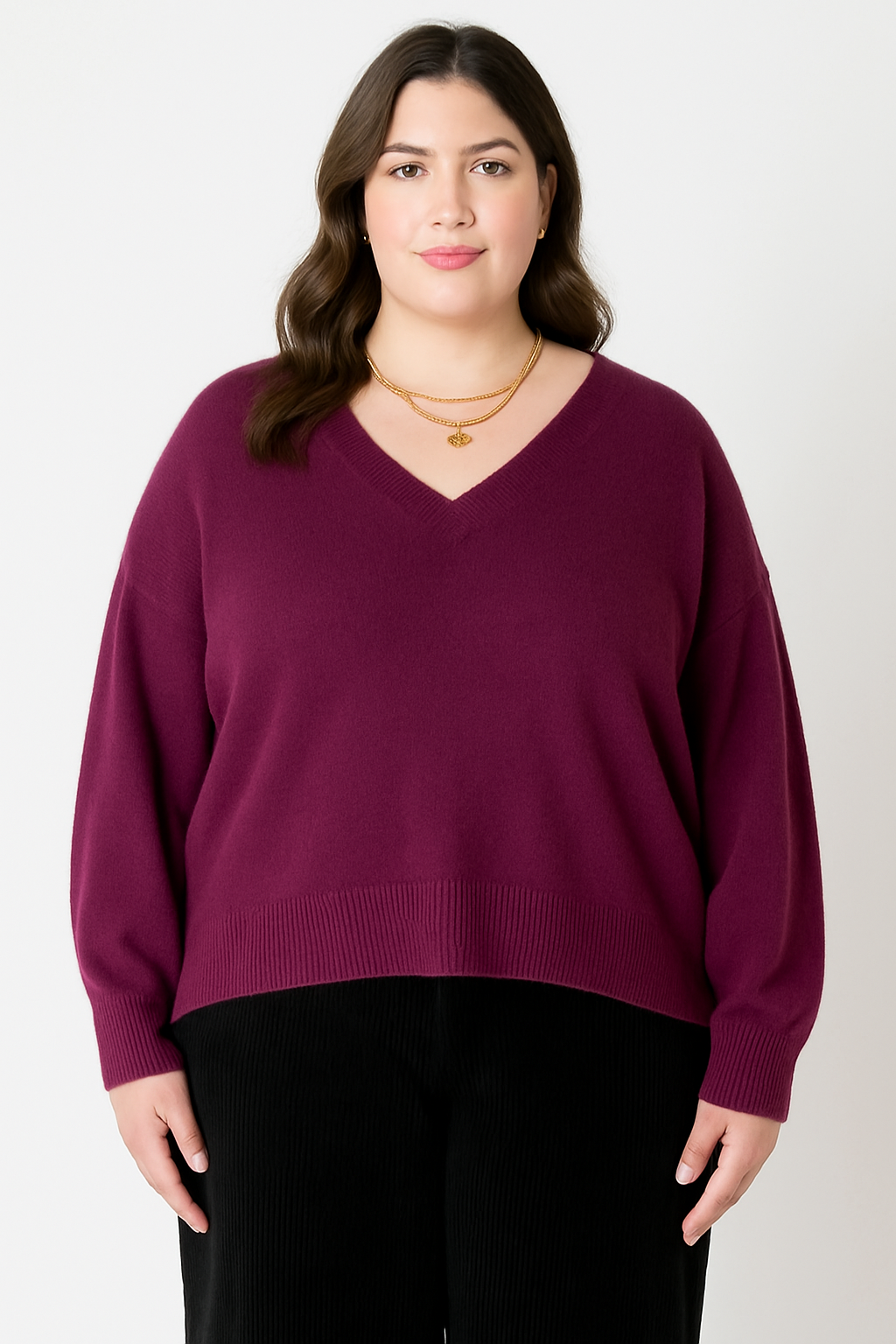 Long Sleeve Soft Knit Sweater - Plum