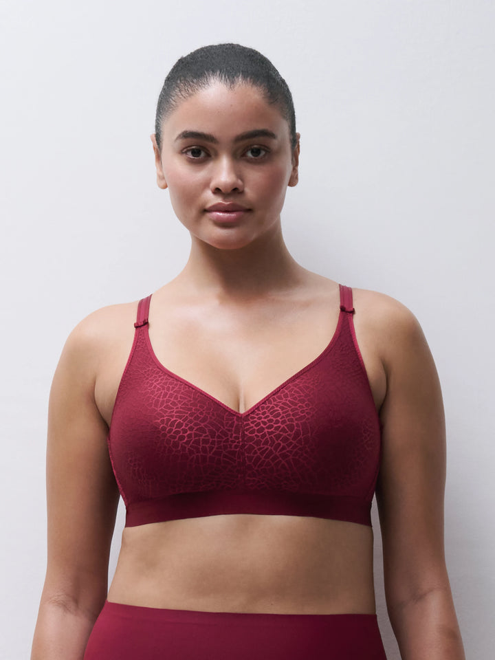 C Magnifique Wire Free Support Bra - Red Raspberry / Sedona