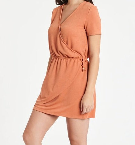 Short Sleeve Wrap Effect Cover Up Dress
