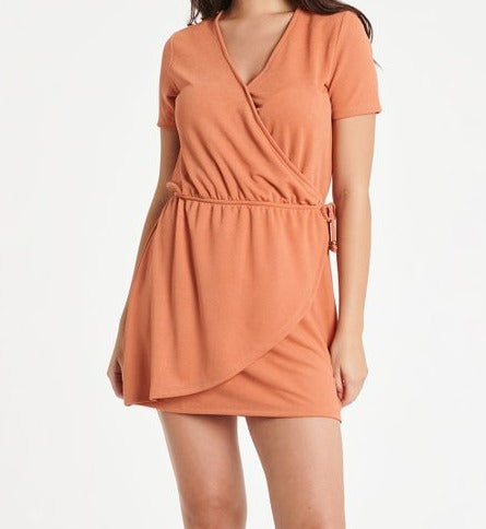 Short Sleeve Wrap Effect Cover Up Dress