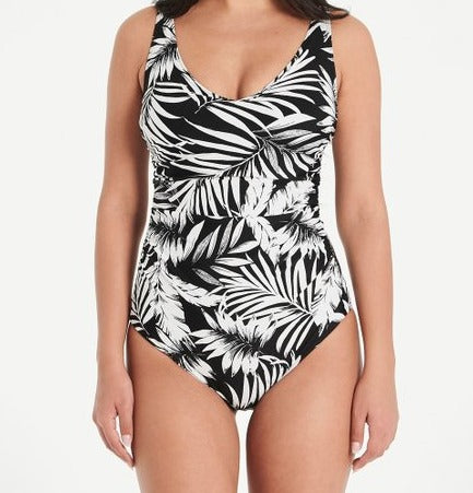 One Piece Swimsuit with Adjustable Straps - White Palm