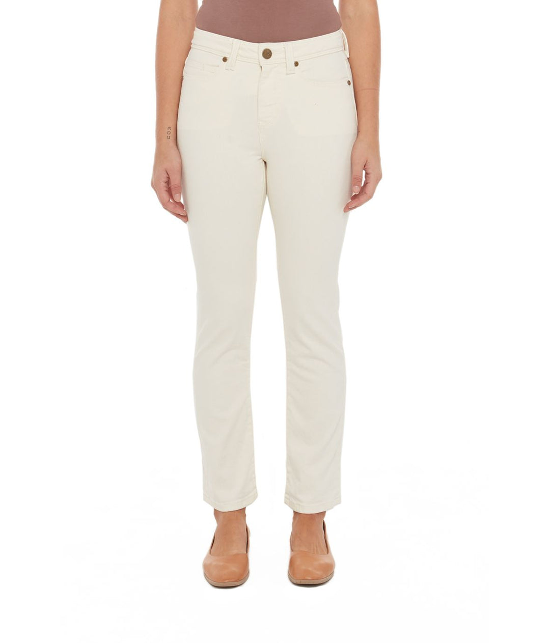 Kate High Rise Straight Ankle Jeans - Ivory