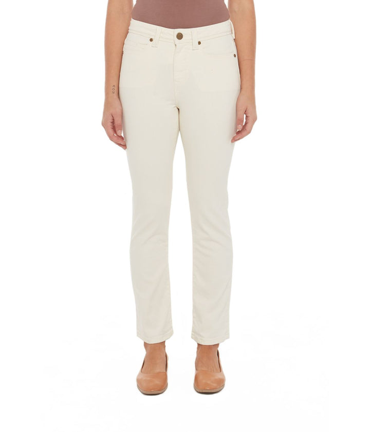Kate High Rise Straight Ankle Jeans - Ivory