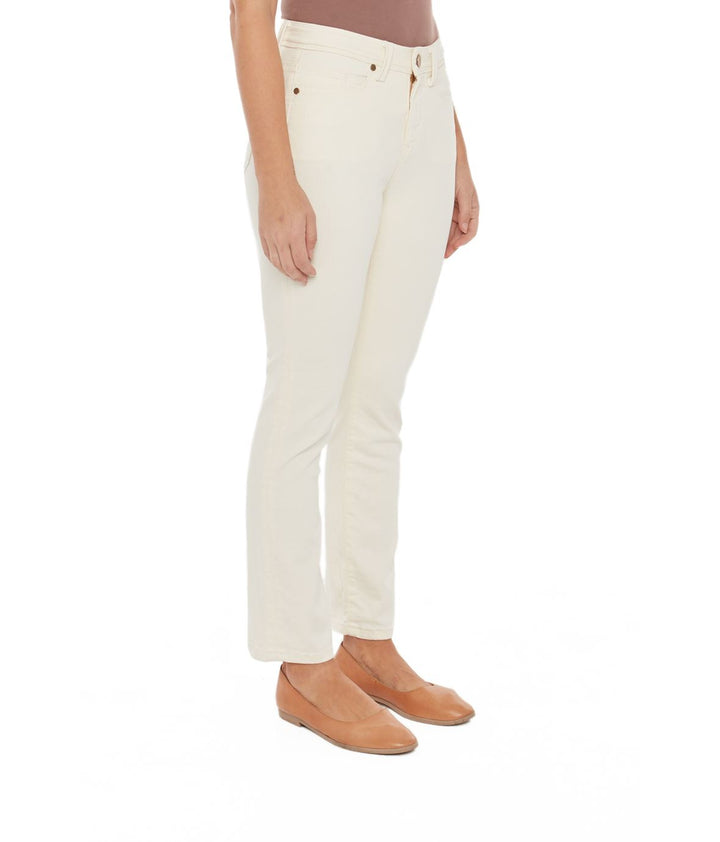 Kate High Rise Straight Ankle Jeans - Ivory