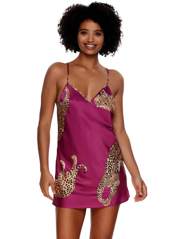 Adrienne Graphic Satin Chemise - Size Small