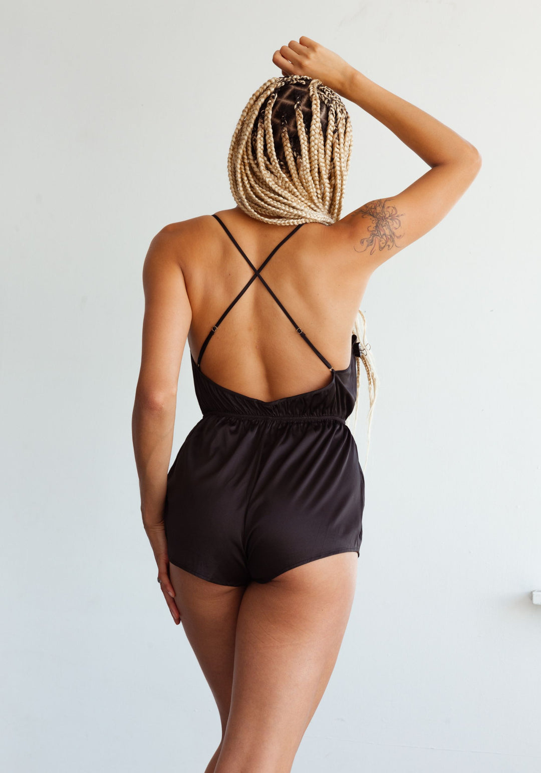 After Hours Satin Romper - Black