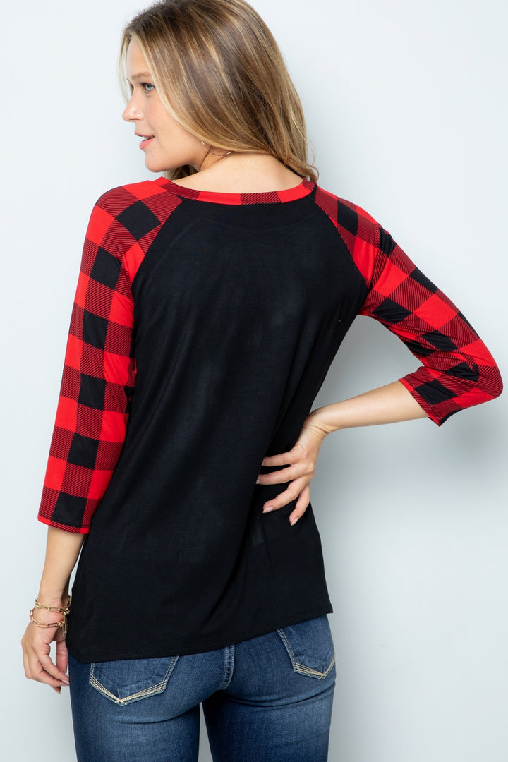 Raglan Sleeve Top Deer Patch Top