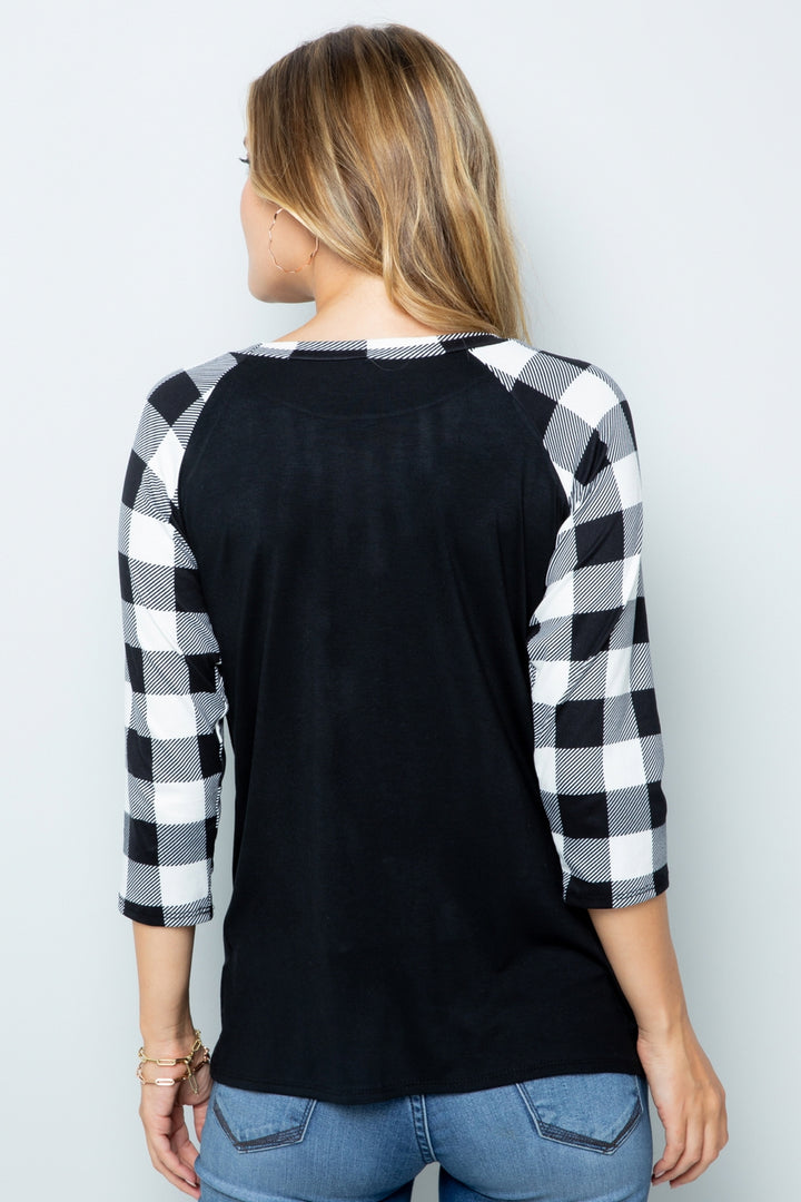 Raglan Sleeve Top Deer Patch Top