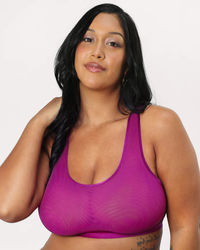 Sheer Mesh Bralette - Cosmo Pink - Size 2 X