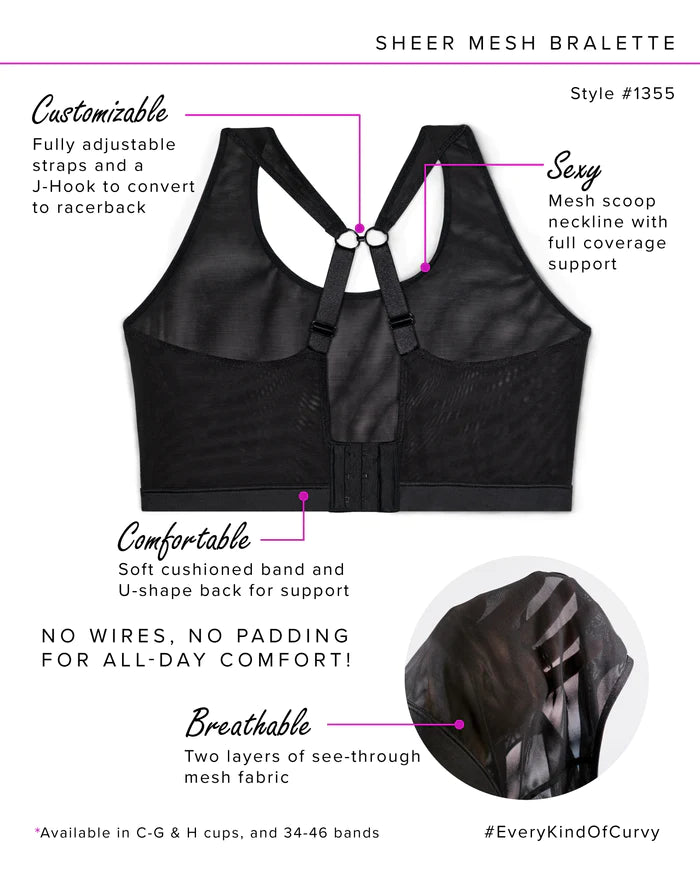 Sheer Mesh Bralette - Cosmo Pink - Size 2 X