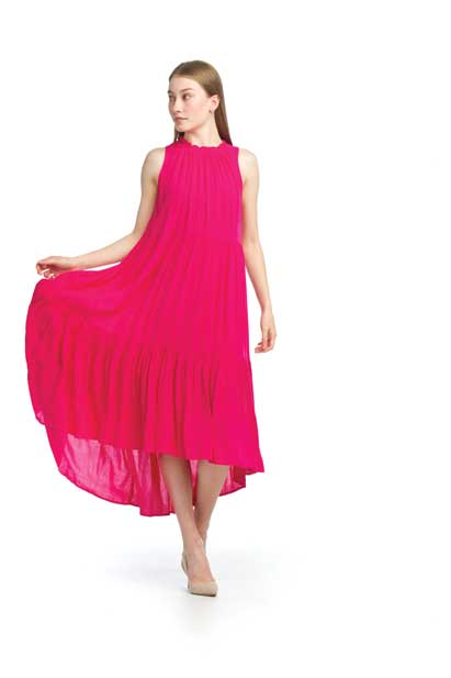 Tiered Gauze Mock Neck Dress