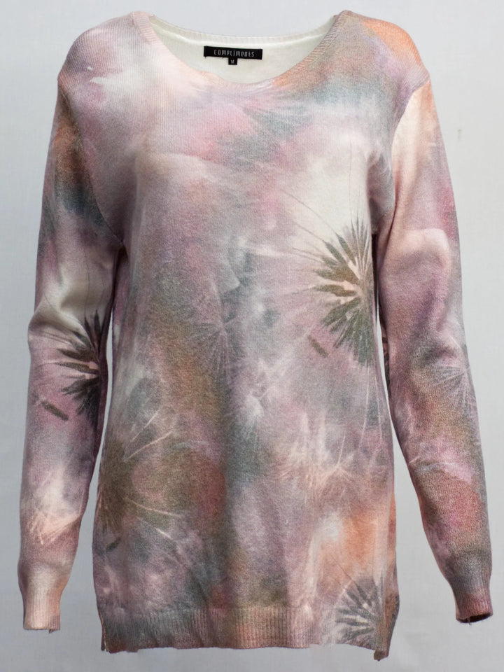 Knitted Printed Sweater - 3/4 sleeve
