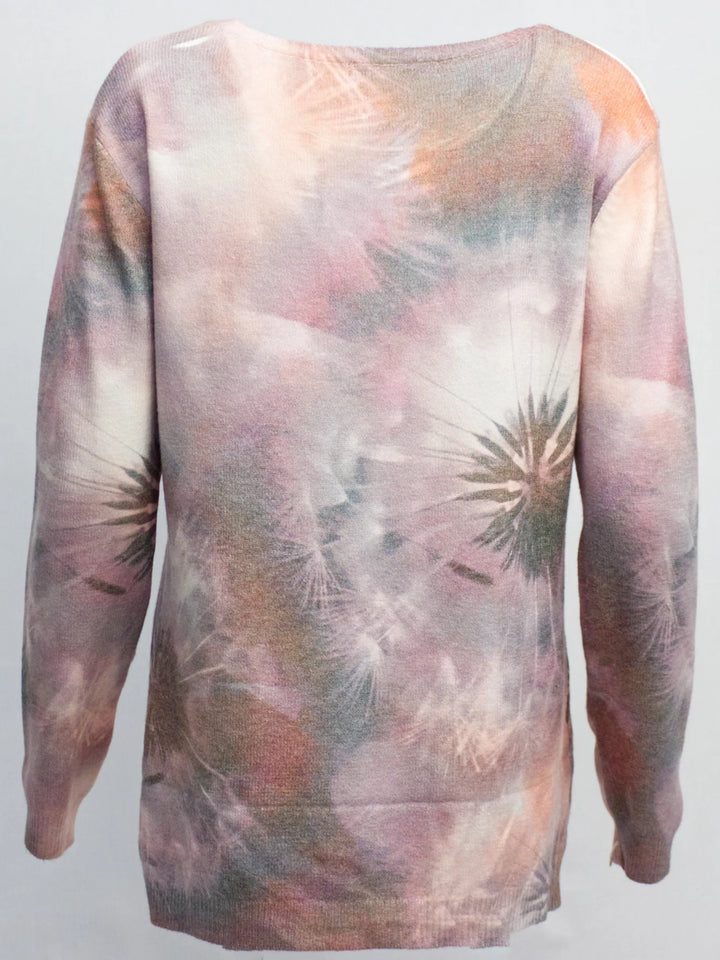 Knitted Printed Sweater - 3/4 sleeve