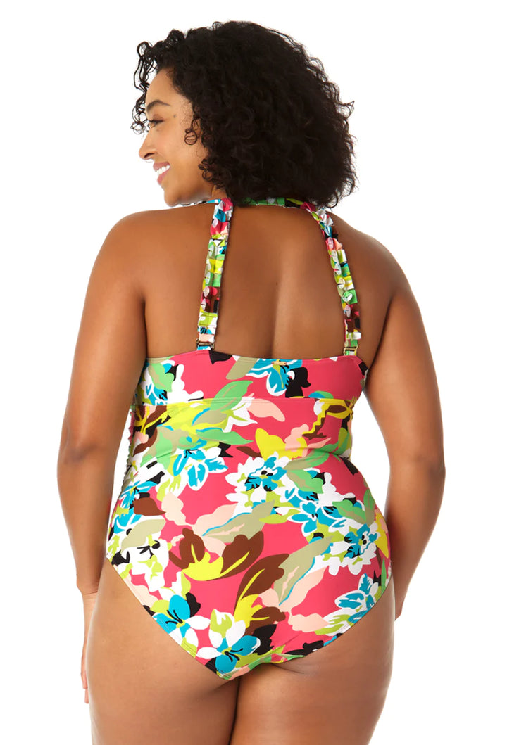 Cabana Party High Neck Ruffle Strap Swimsuit