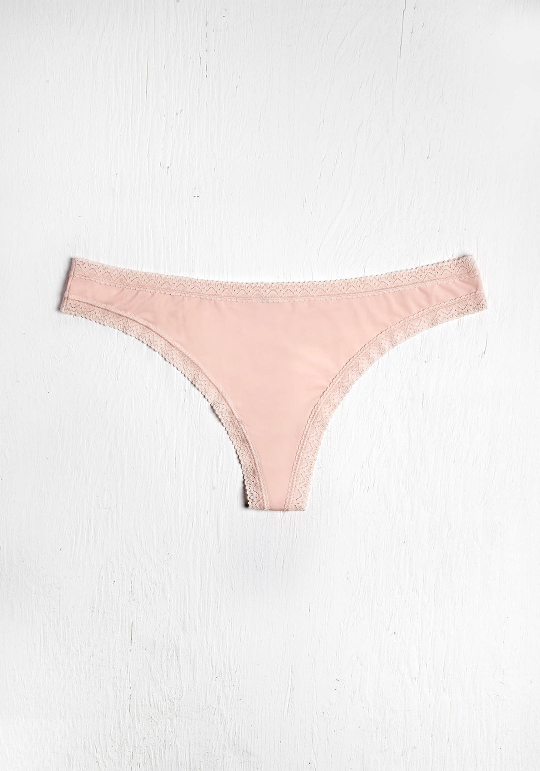 Blush Micro Lace Trim Thong