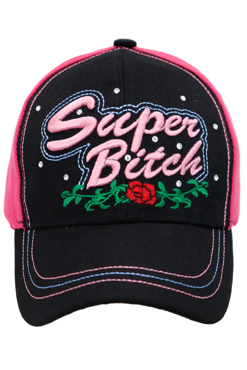 Super Bitch Rose Bling Baseball Cap