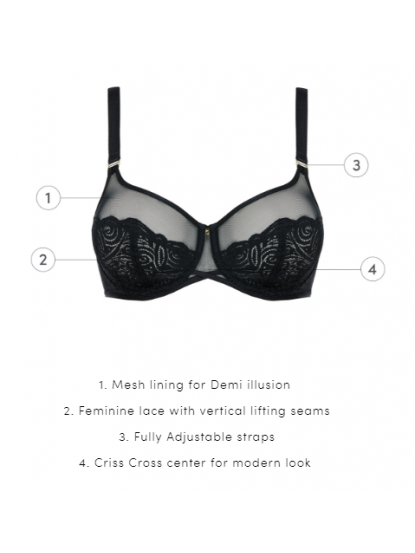 Chantelle Pyramide Underwire Bra- Black - Sheer Essentials Lingerie & Swim