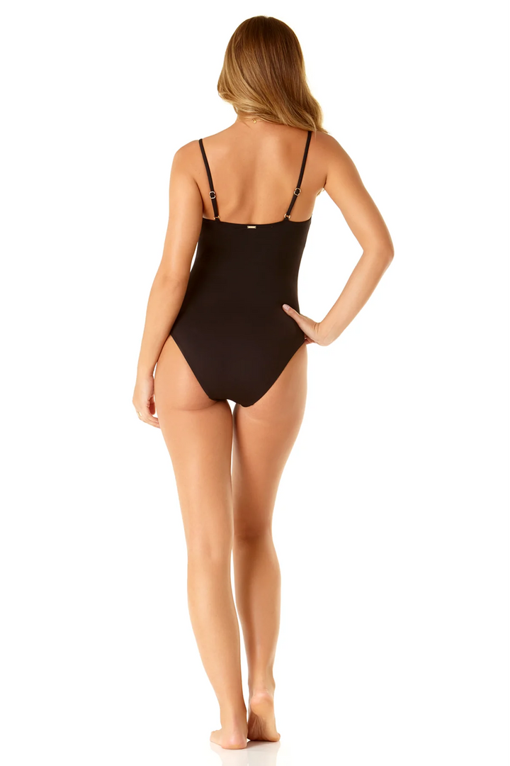 Shirred Lingerie Maillot One Piece - Black