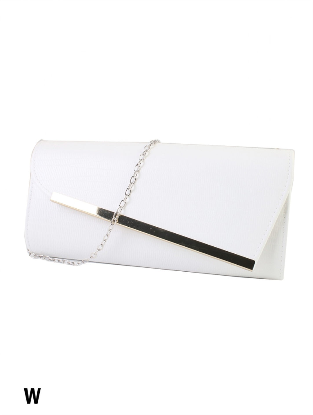 Asymmetrical Faux Leather Evening Clutch W/ Charm