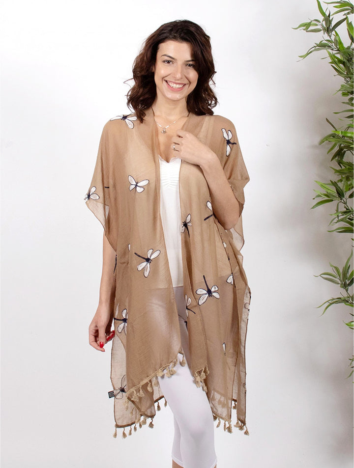 Oversized Dragonfly Kimono W/ Tassels