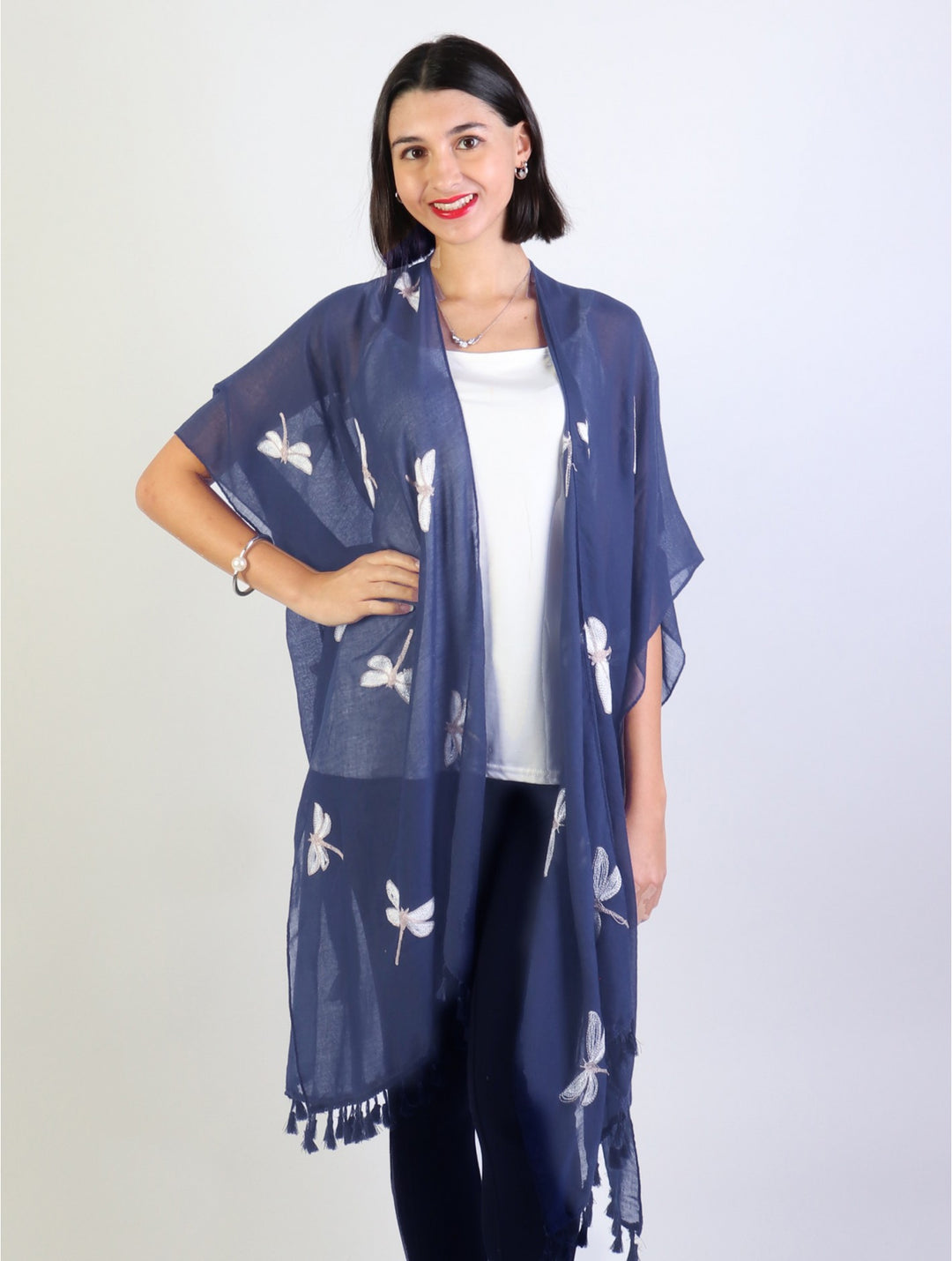 Oversized Dragonfly Kimono W/ Tassels