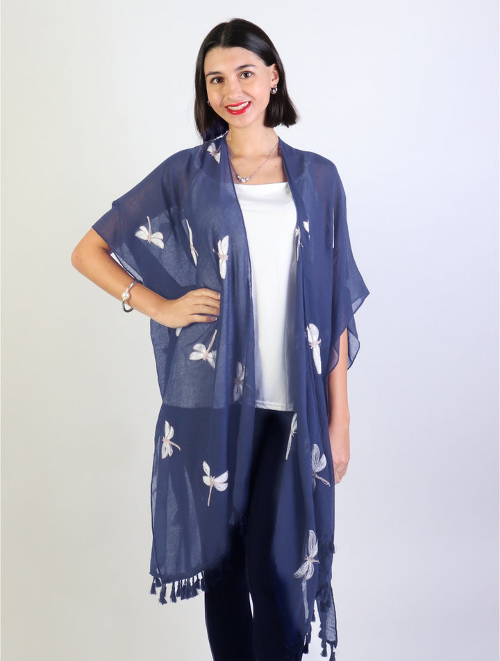 Oversized Dragonfly Kimono W/ Tassels