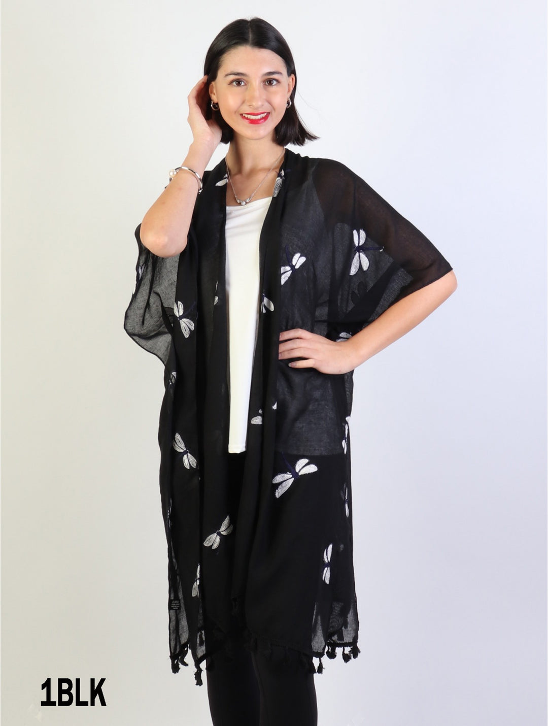 Oversized Dragonfly Kimono W/ Tassels
