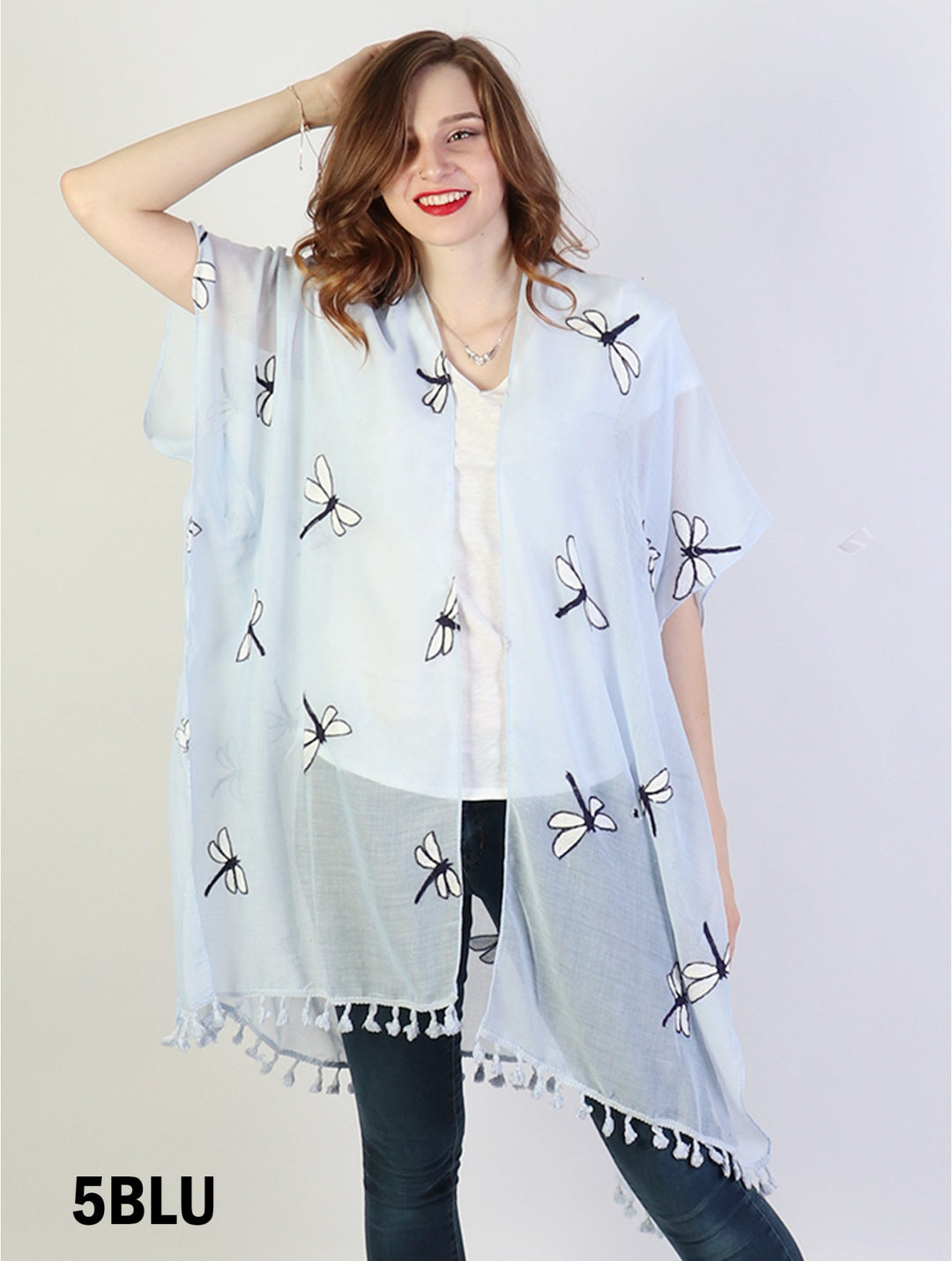 Oversized Dragonfly Kimono W/ Tassels