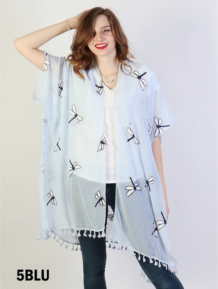 Oversized Dragonfly Kimono W/ Tassels