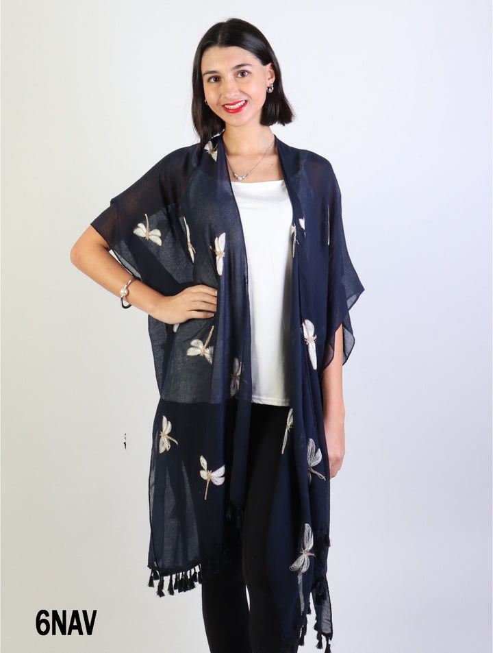 Oversized Dragonfly Kimono W/ Tassels