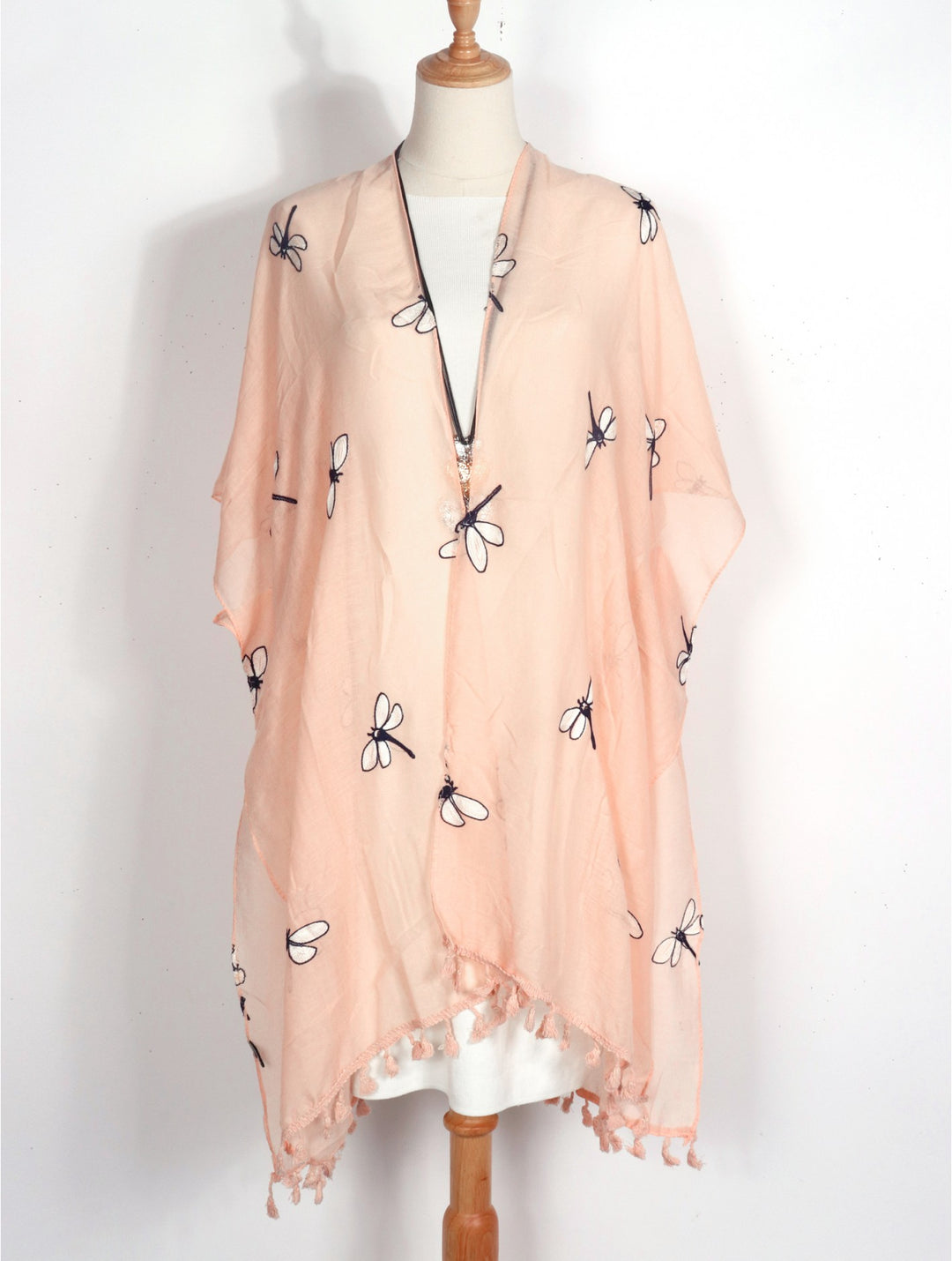 Oversized Dragonfly Kimono W/ Tassels