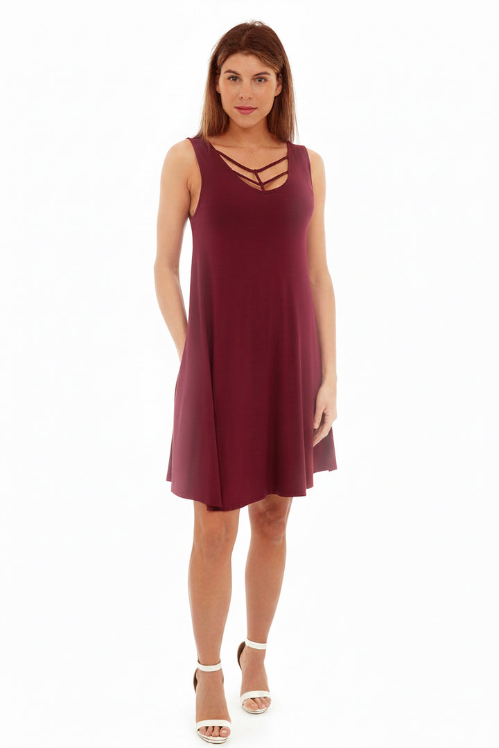 Sleeveless Dress with Braid Details