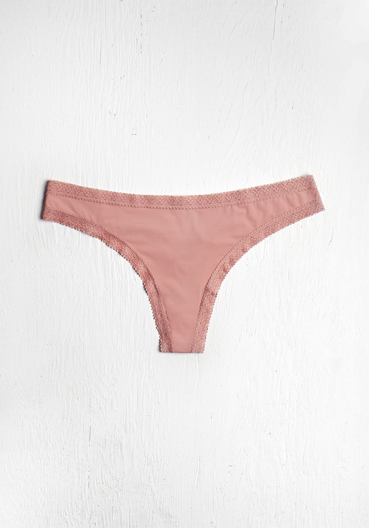 Blush Micro Lace Trim Thong