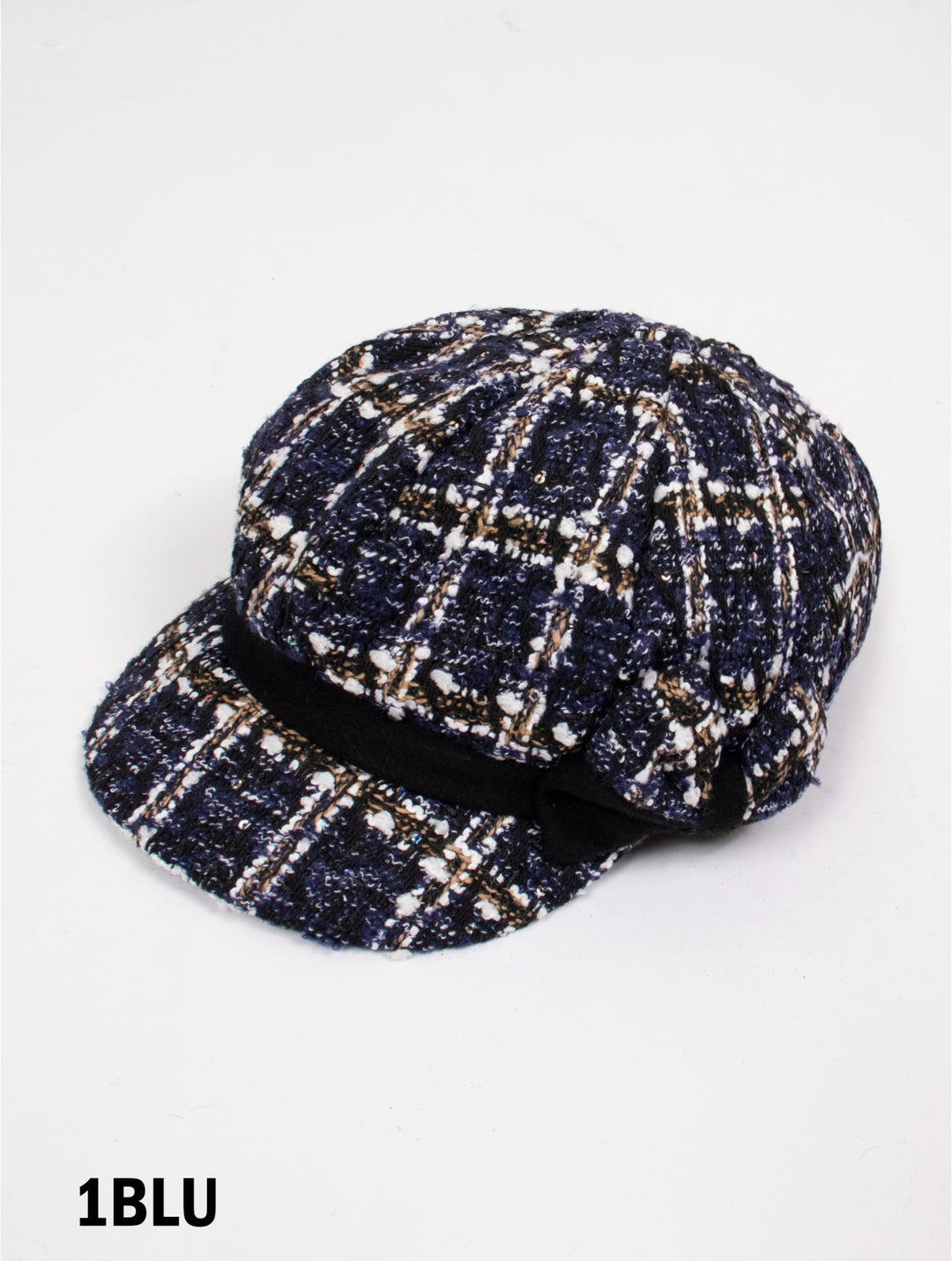 Winter Vintage Plaid Patterned Hat w/ Side Bow