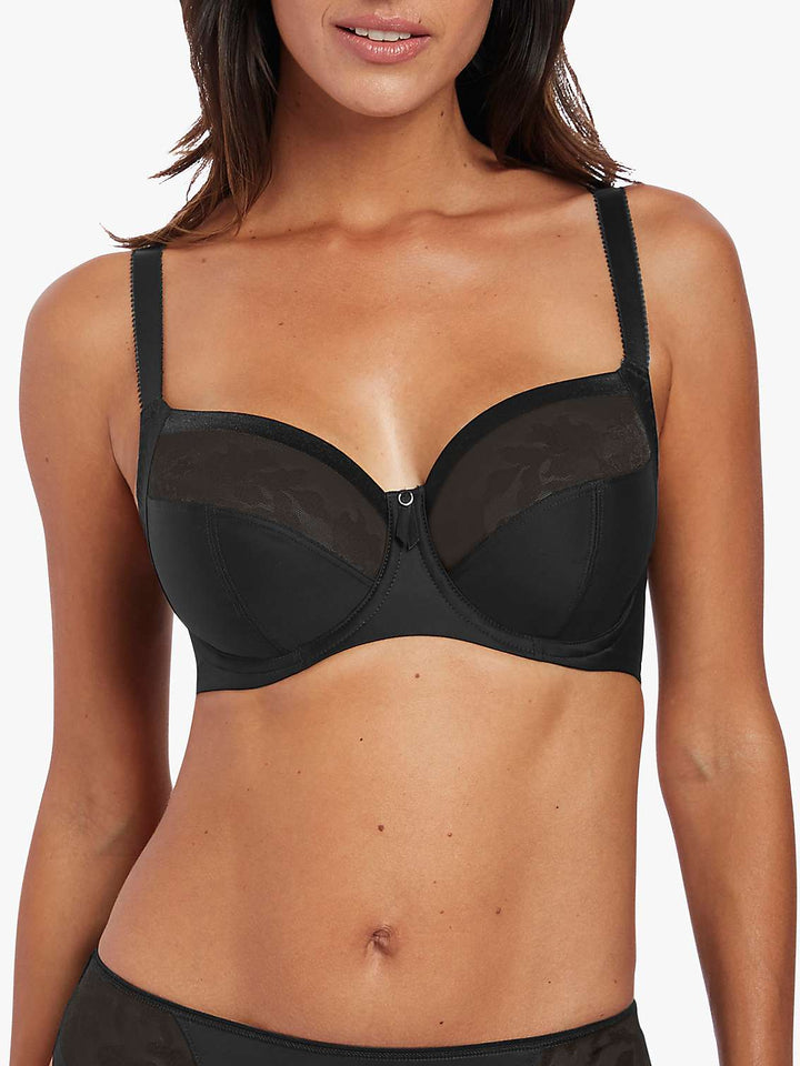 Illusion Side Support Bra - Black