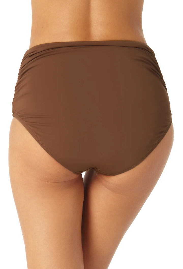 Convertible Hi Waist Shirred Bottom - Brown - Size Large