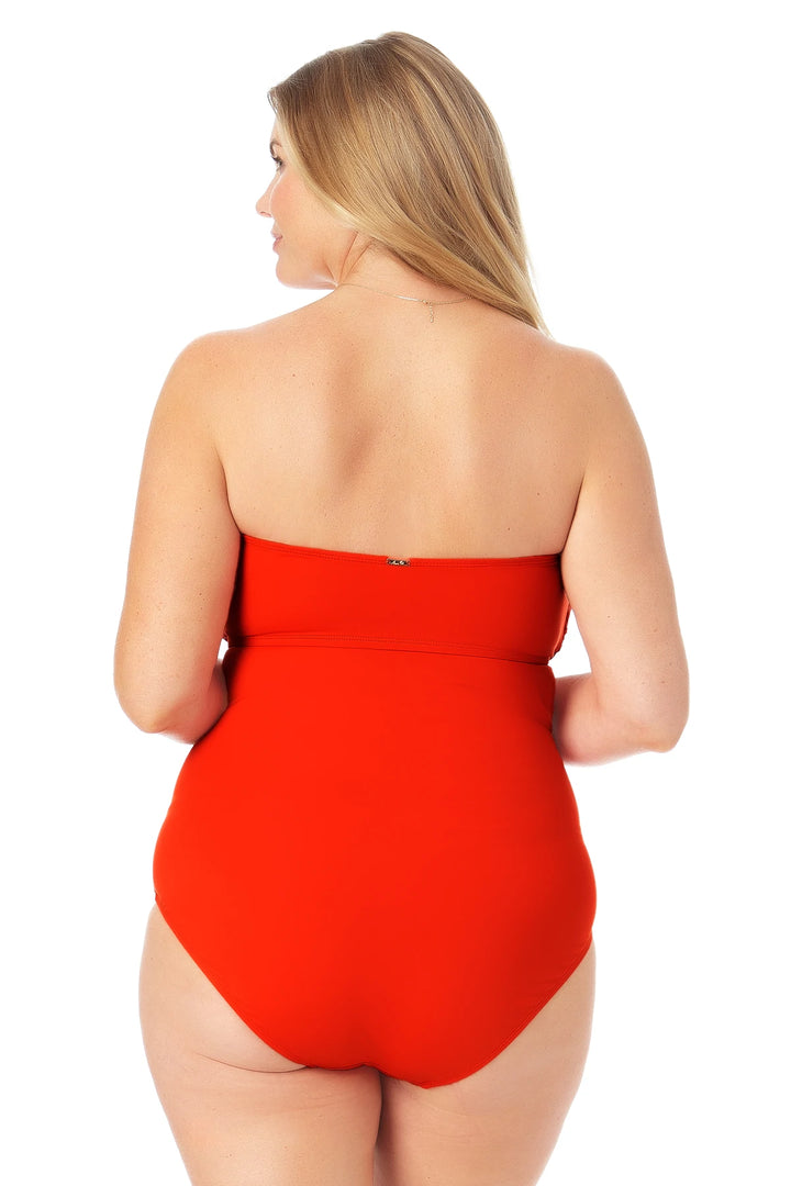 Twist Front Shirred Bandeau One Piece - Size 24