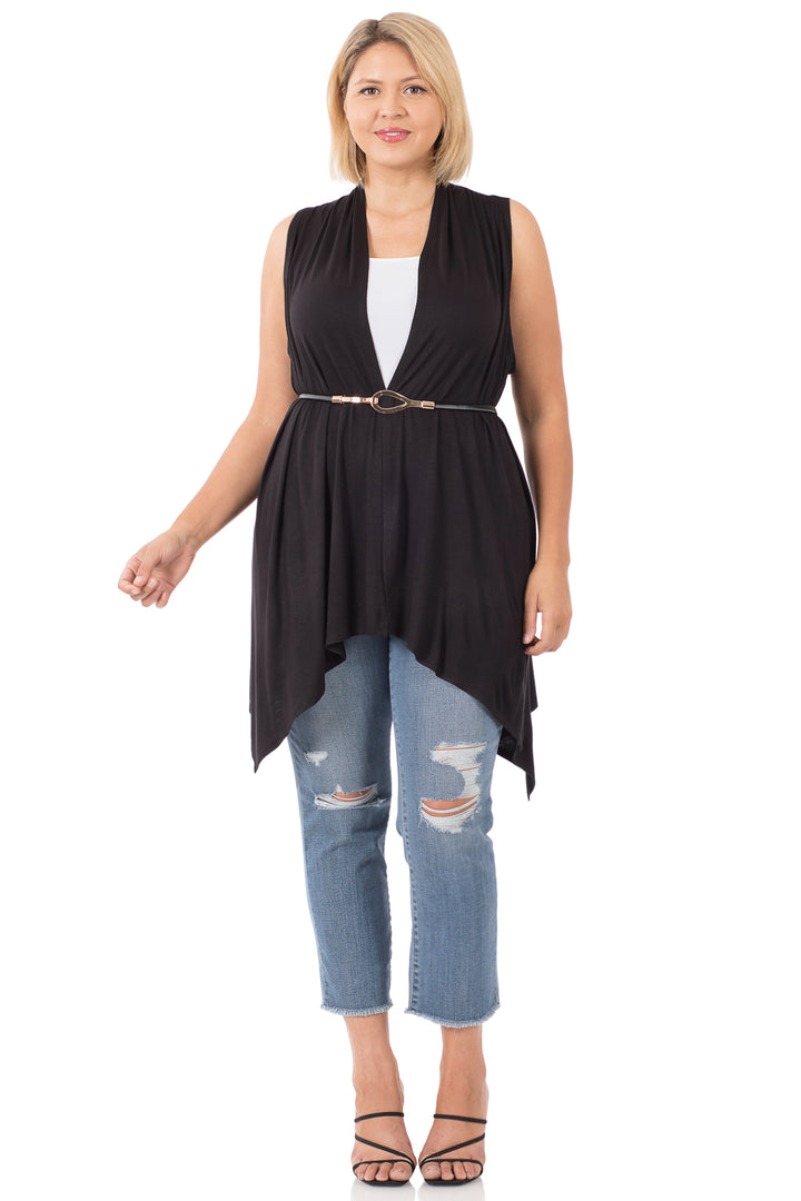 Draped Open Front Sleeveless Vest