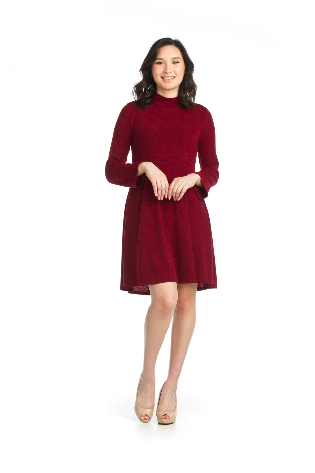 Mock Neck Knit Skater Sweater Dress - Size Large